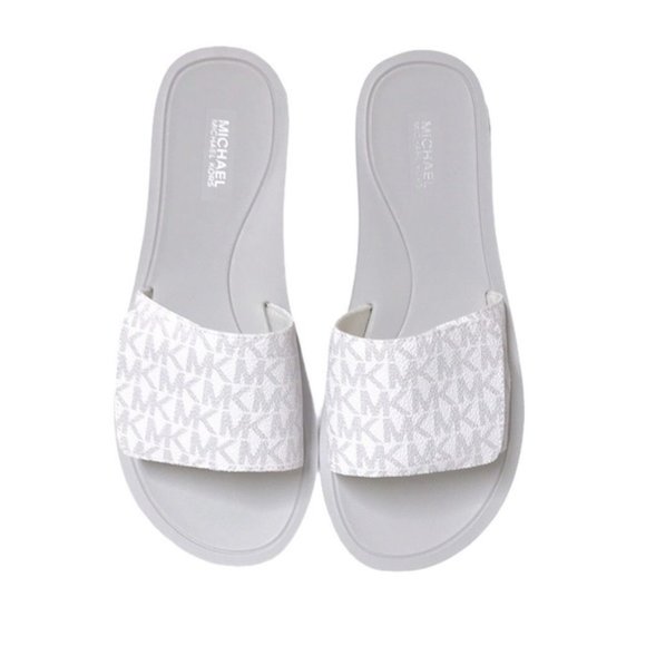 Michael Kors Shoes - New MICHAEL KORS Women’s Logo White Slide Sandals